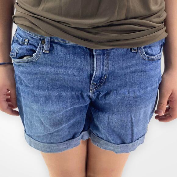 GAP Factory Pants - GAP FACTORY Blue Light Wash Rolled Hem Girlfriend Shorts